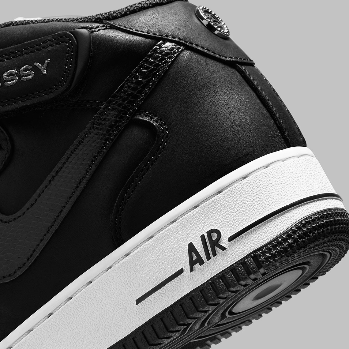 Stussy Nike Air Force 1 Mid Black DJ7840-001 Release Date 