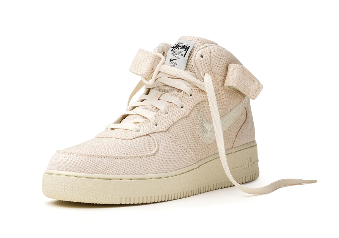 stussy Nike force air force 1 mid fossil may 2022 release date