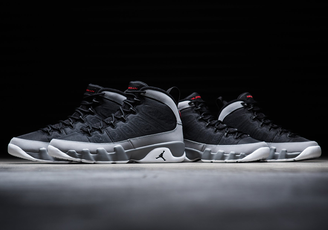 jordan 9 grey and black