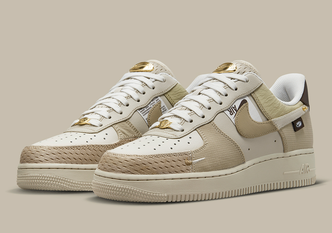 This Upcoming Nike Air Force 1 Is A Collage Of Various Materials And Gilded Accessories
