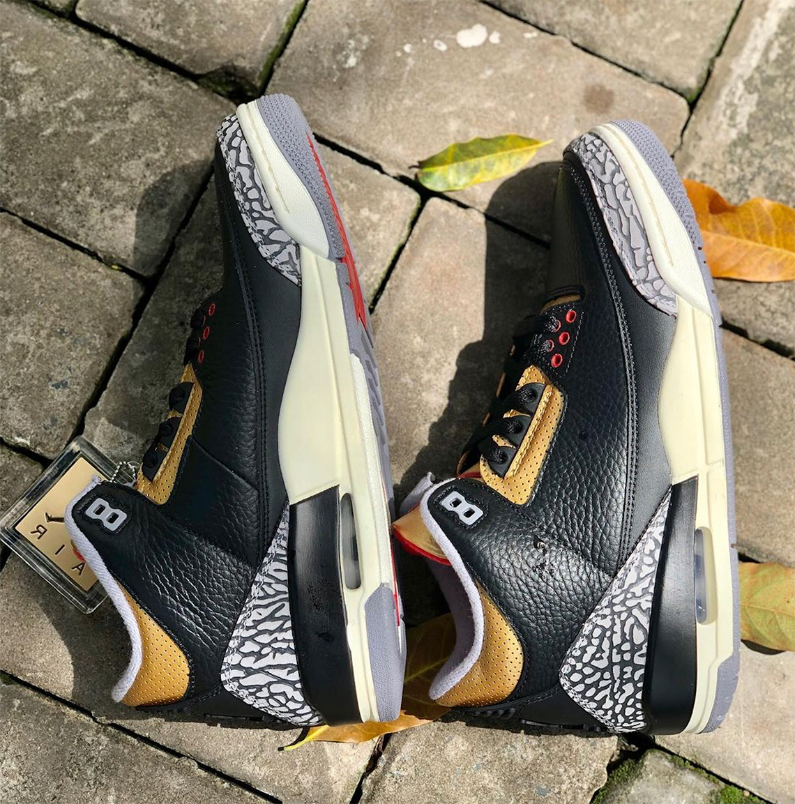 jordan 3 black cement gold