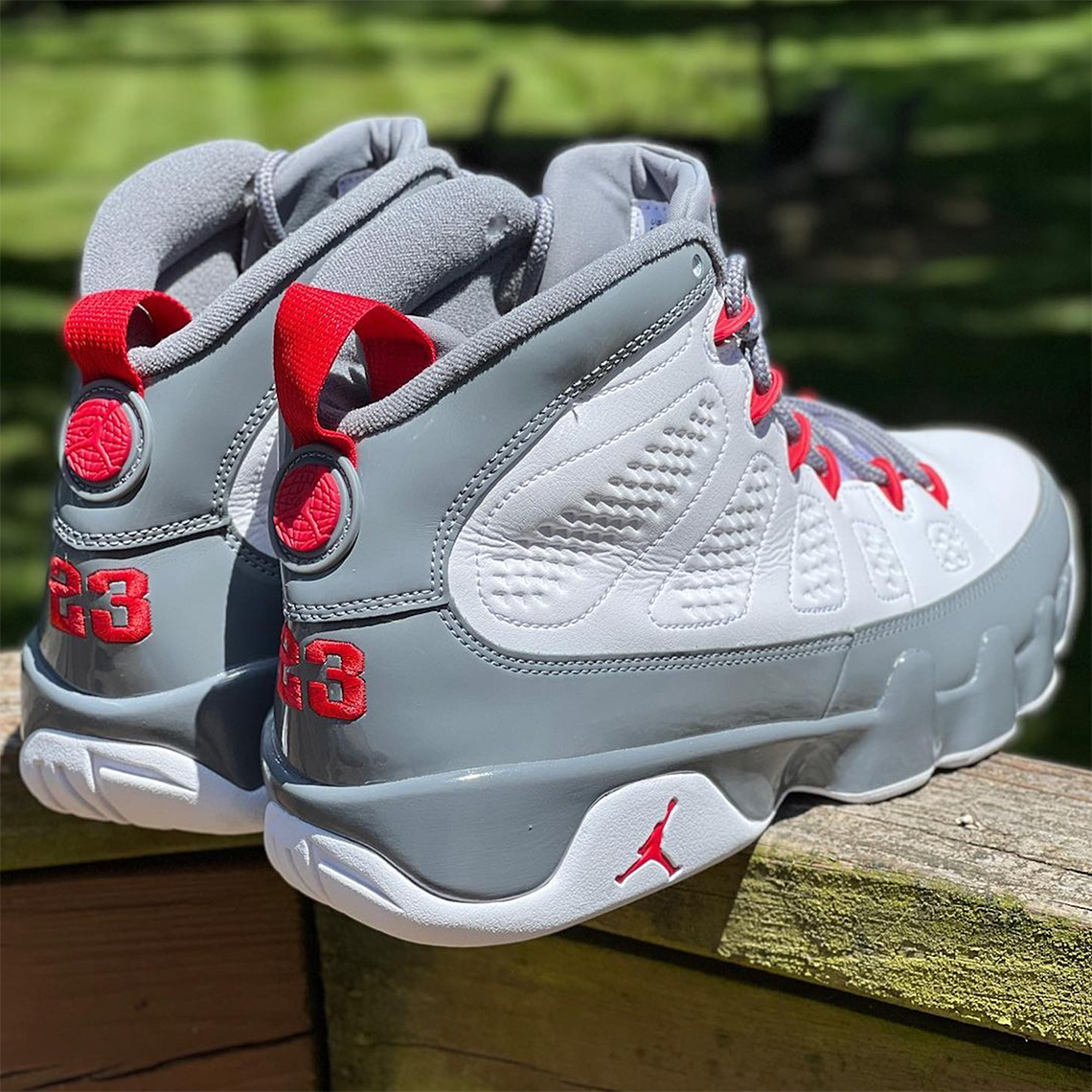 grey and white jordan 9