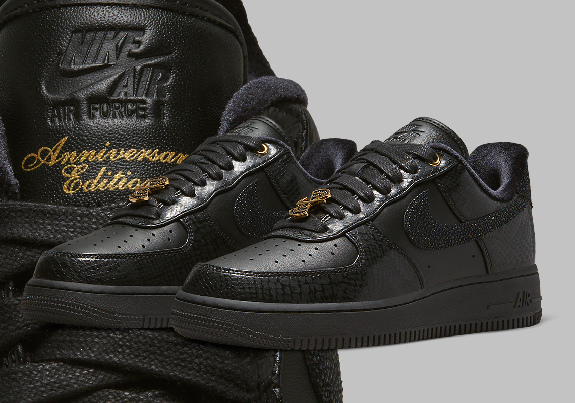 nike air force 1 low 40th anniversary black gold snakeskin 0