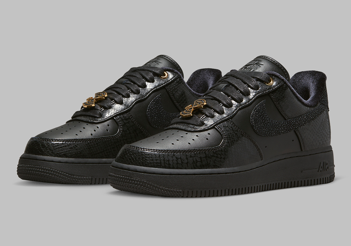 nike air force 1 low 40th anniversary black gold snakeskin 8