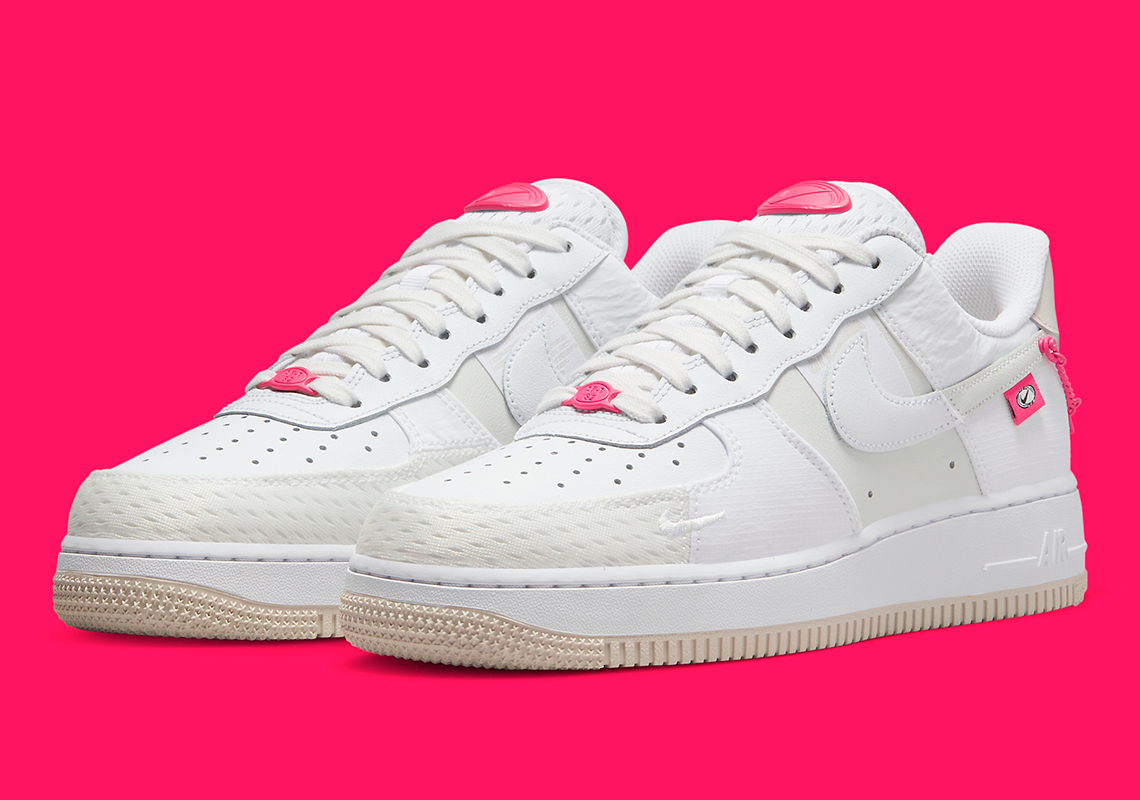 white air force ones with pink check