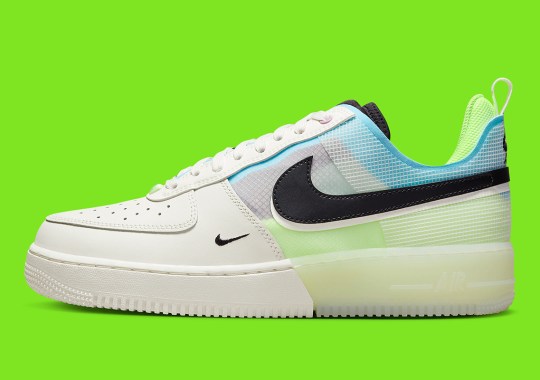 The Nike Air Force 1 React Adds “Volt” And “Blue” Underneath