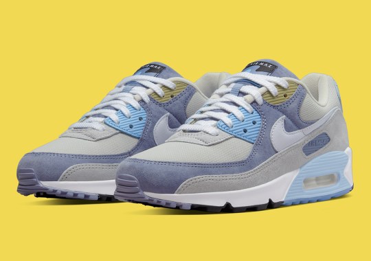 A Sky-Reminiscent Mix Of Blue And Grey Colors Take Over The Nike Air Max 90