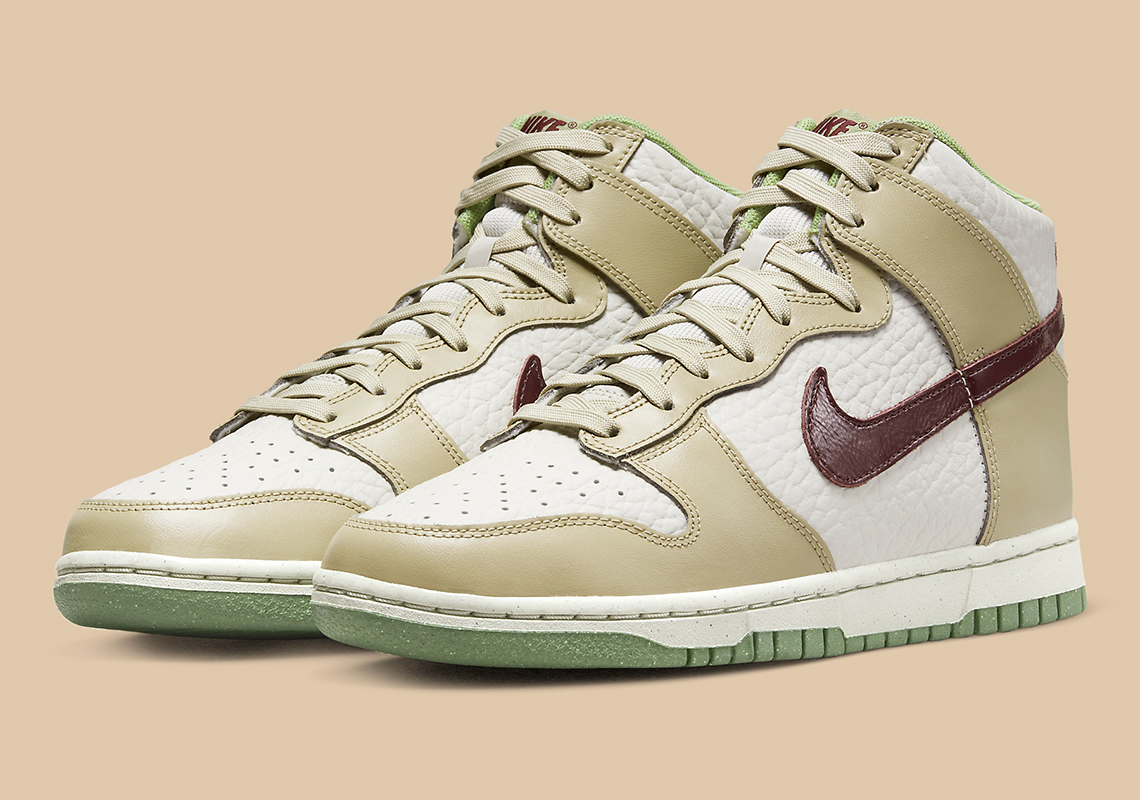 Nike Dunk High Tumbled Leather Tan Brown Green 5