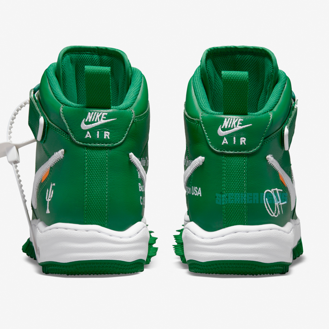 Off-White x Nike Air Force 1 Mid Pine Green Sneaker T-Shirt - Binteez