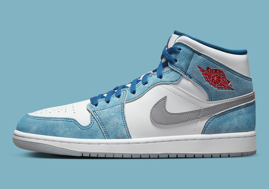 baby blue and red jordans