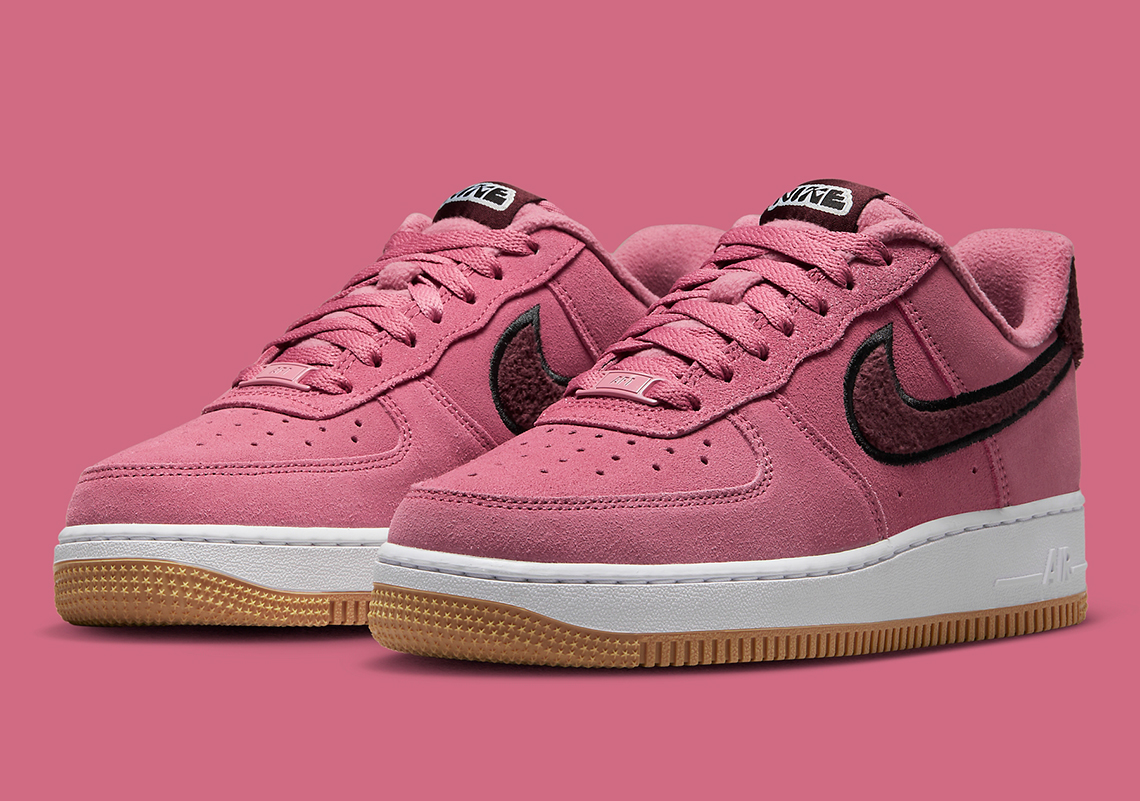 Furry Swooshes And Heel Tabs Accent The Nike Air Force 1 "Desert Berry"