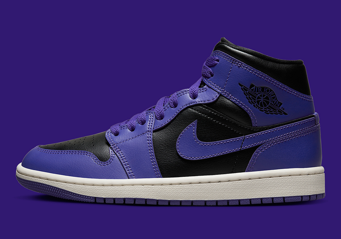 black and purple jordan ones