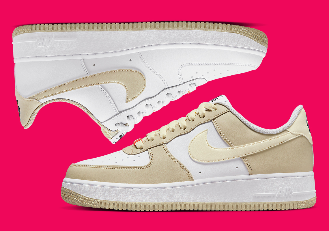 white and beige nike air force 1