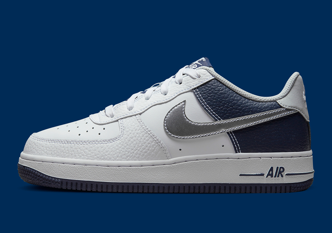 nike air force 1 low gs white silver navy dq6048 100 3