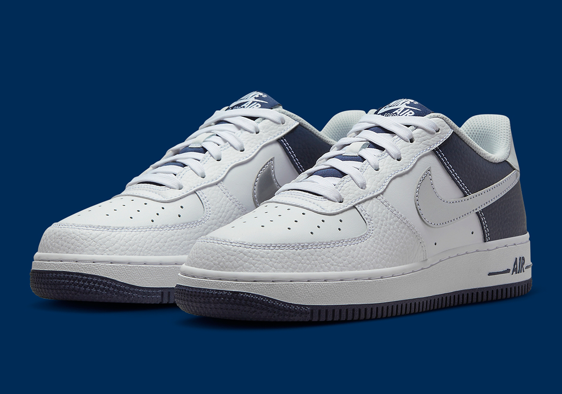 nike air force 1 low gs white silver navy dq6048 100 7