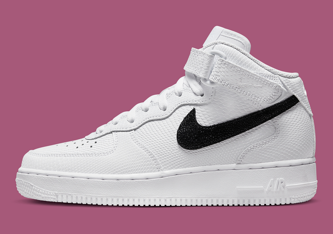 Nike Air Force 1 Mid White Black Reptile Dz5211 100 5