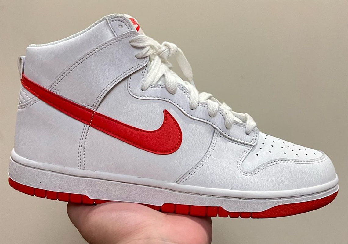 nike dunk high white red