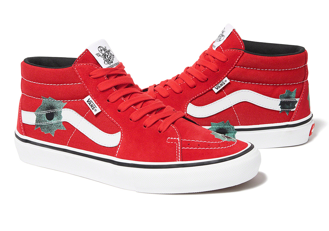 Supreme/Vans/Nate Lowman Skate Grosso Mid in hand look. This