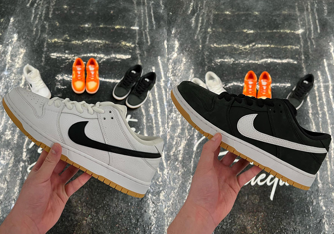 Nike SB Adds Gum Bottoms To These White And Black Dunk Lows