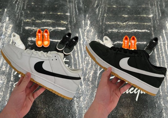 Nike SB Adds Gum Bottoms To These White And Black Dunk Lows