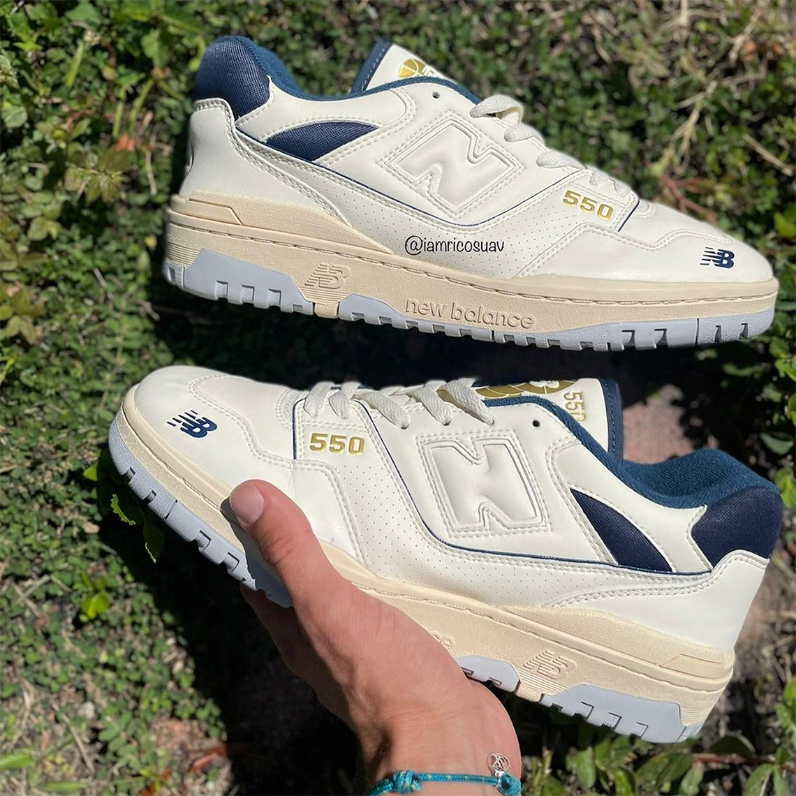 New Balance 550 Navy Gold Sample | SneakerNews.com