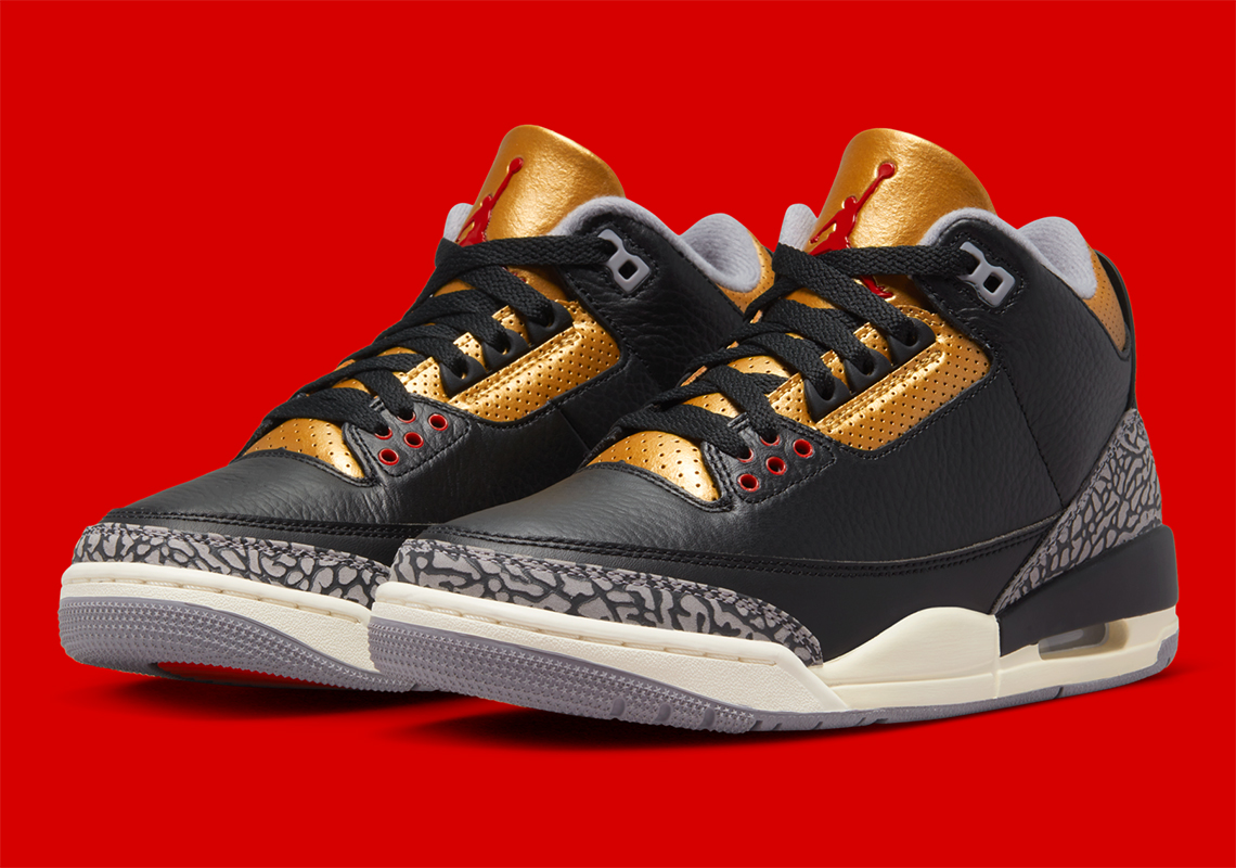 Official Images Of The Women's Air Jordan 3 "Black Cement Gold"