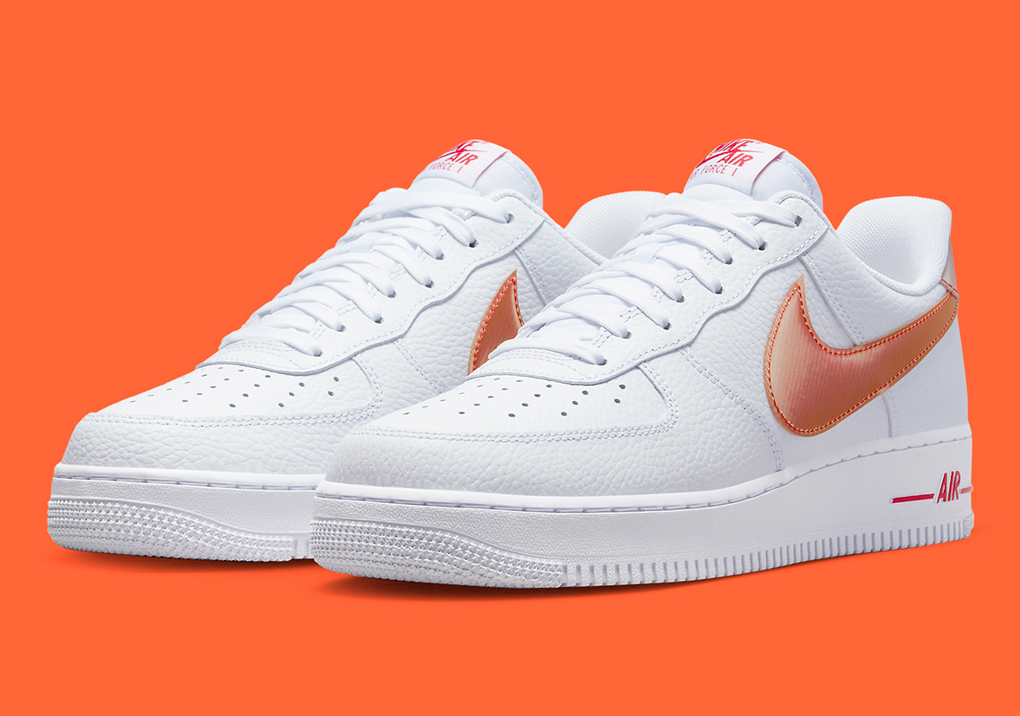 white air force 1 with orange swoosh