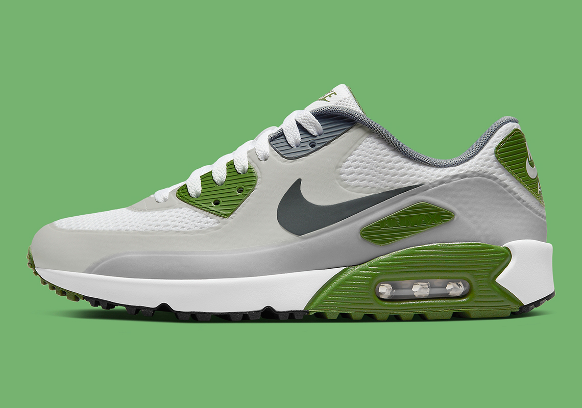 Look for the Nike Air Max 90 White Light Smoke Grey Green Now •