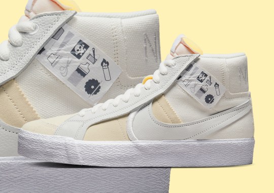 Warning Labels Hang Off The Side Of Nike SB's Updated Blazer Mid