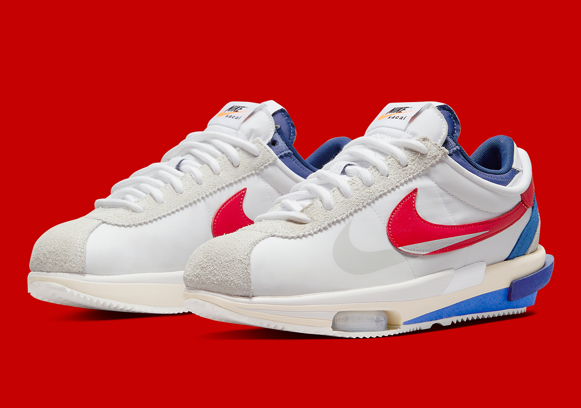 Sacai Nike Cortez 4 0 White Red Royal Dq0581 100 Release Date 10