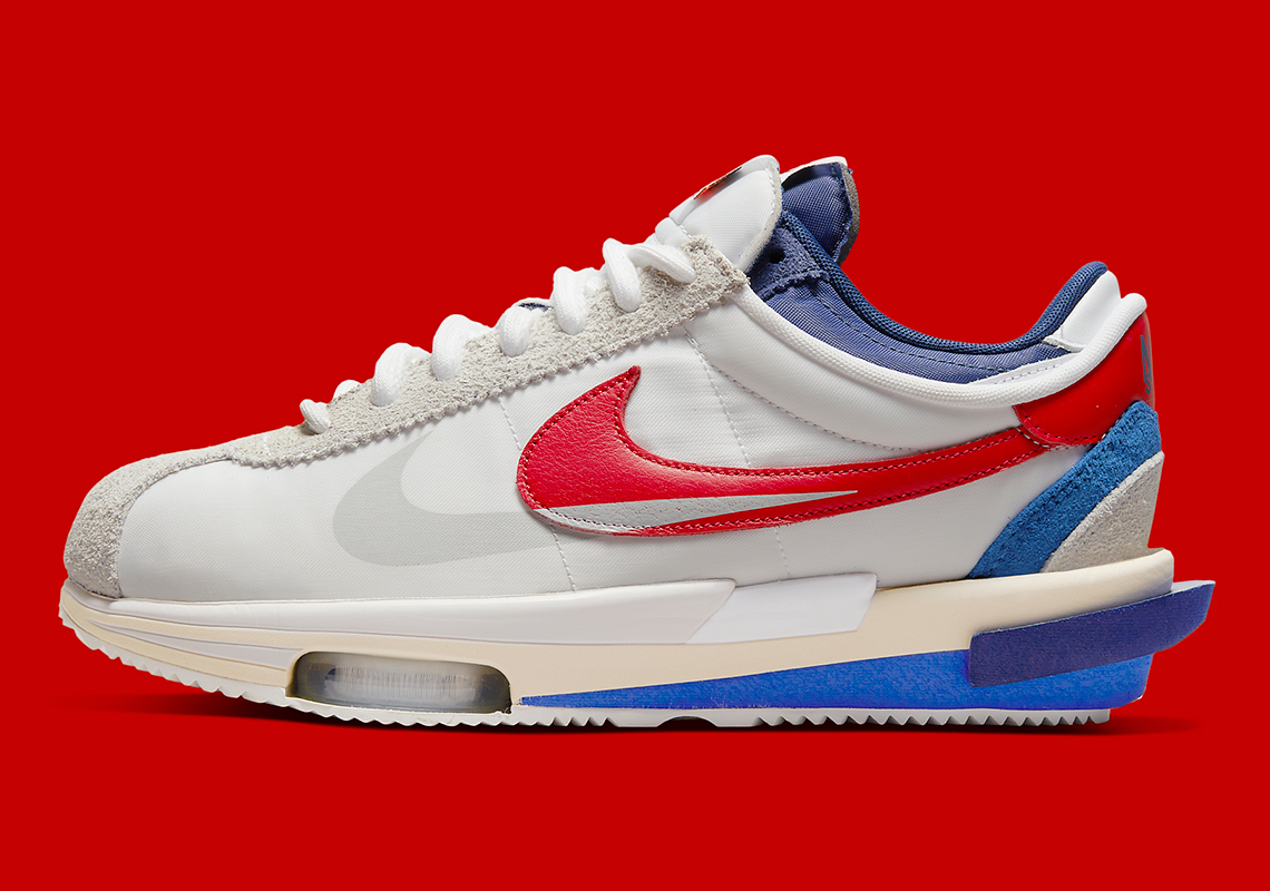 sacai package Nike cortez 4 0 white red royal DQ0581 100 release date 11