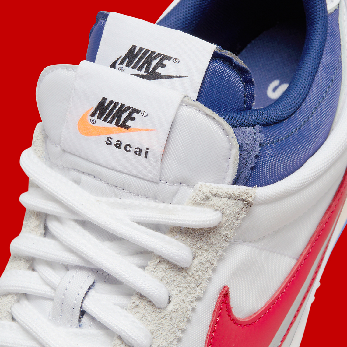 Sacai package Nike Cortez 4 0 White Red Royal Dq0581 100 Release Date 6