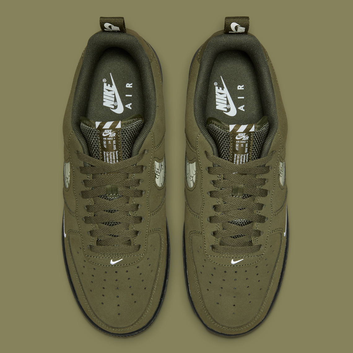 olive green and black air force ones