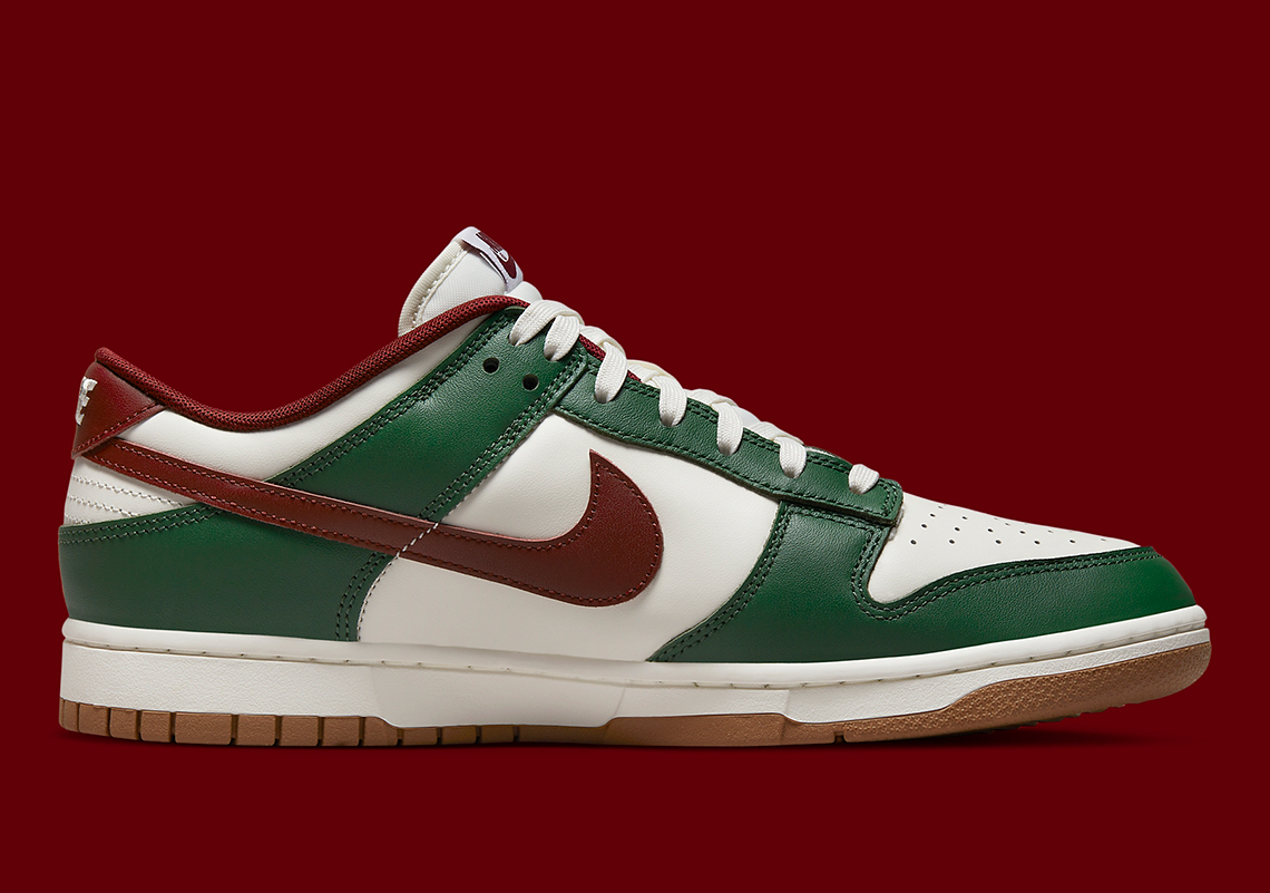Nike Dunk Low Gorge Green White Team Red FB7160-161