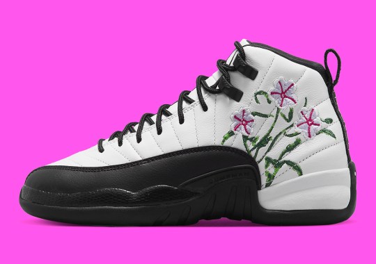 Floral Embroidery Decorates This Upcoming Air Jordan 12 For Girls