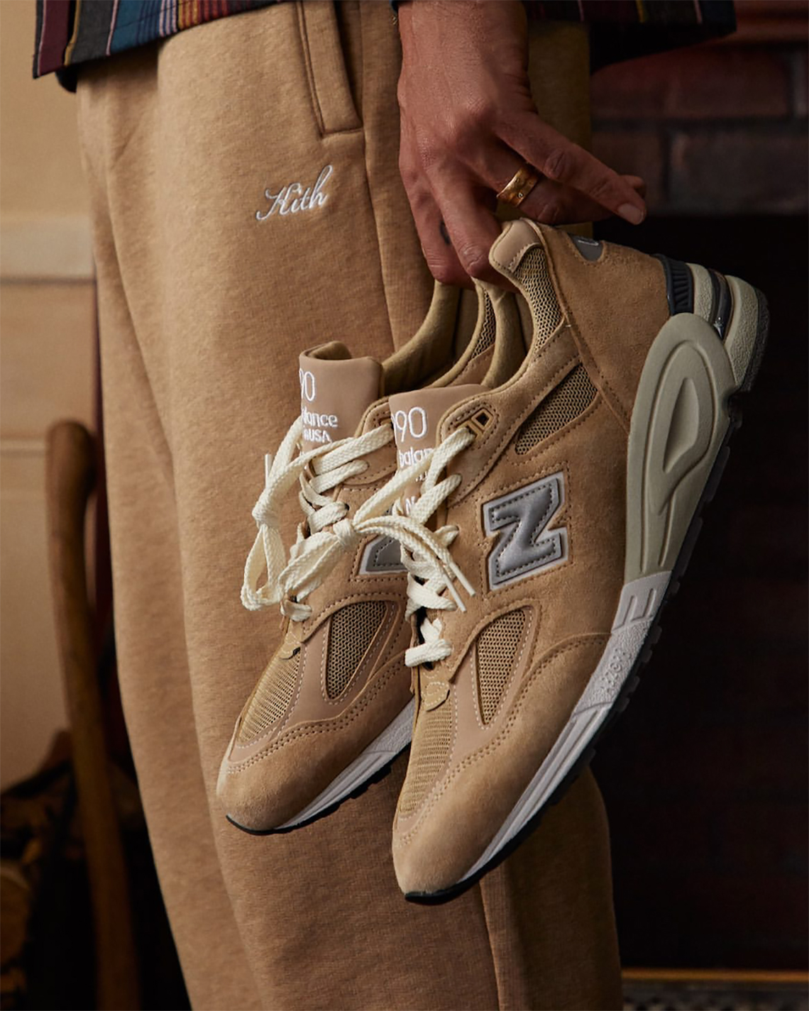 Kith Stone Island and New Balance are expanding their partnership with two new Tan Fw22 1