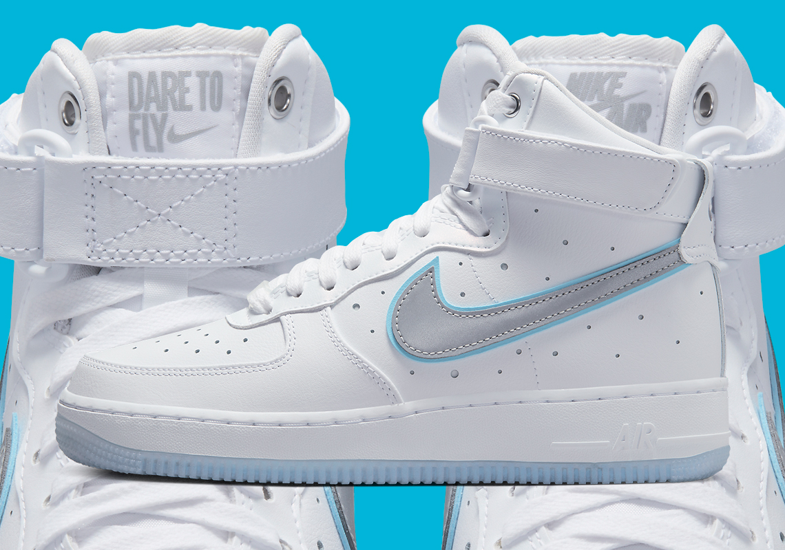 A Touch Of Blue And Silver Accent The Nike Air Force 1 High “Dare To Fly”