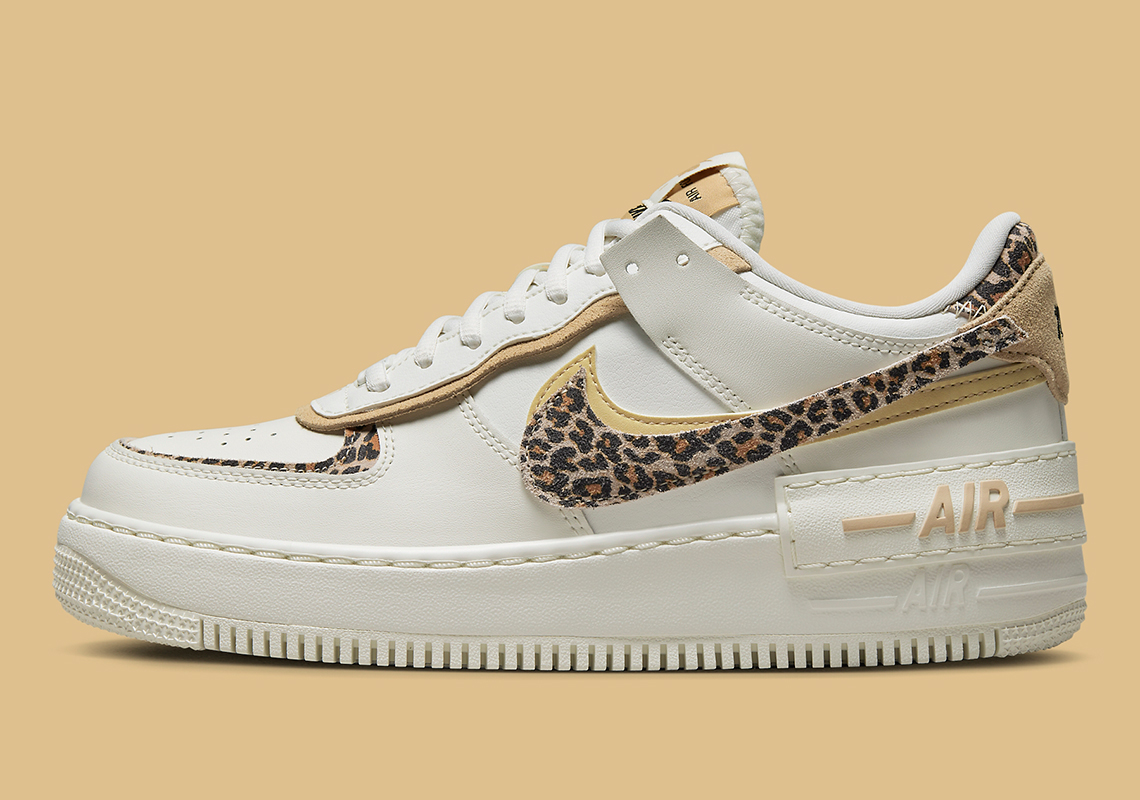 white air force with leopard print