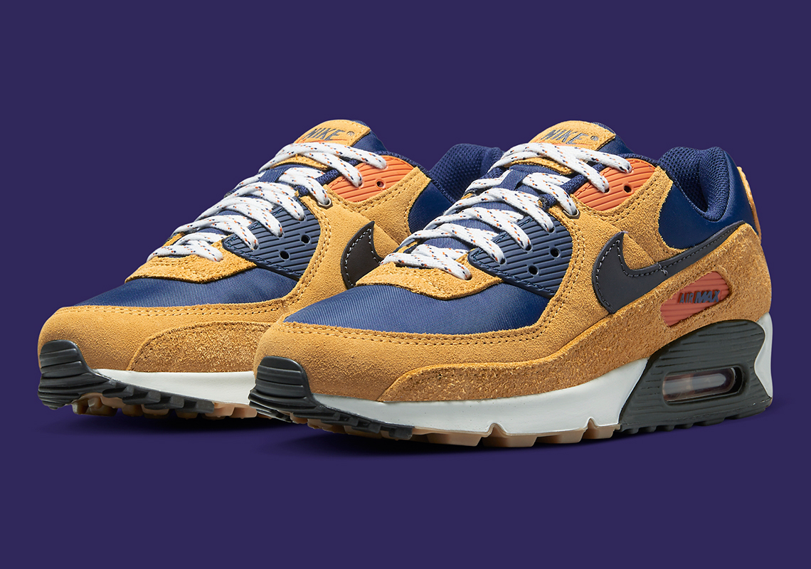 Brown Suedes And Navy Nylons Merge For The Latest Nike Air Max 90