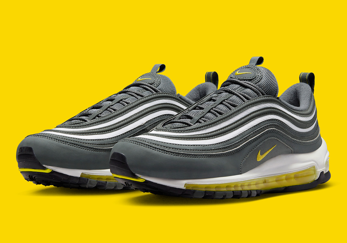 Зимние мужские кожаные высокие кеды с мехом nike air force 97 Grey Yellow Fb3357 001 3