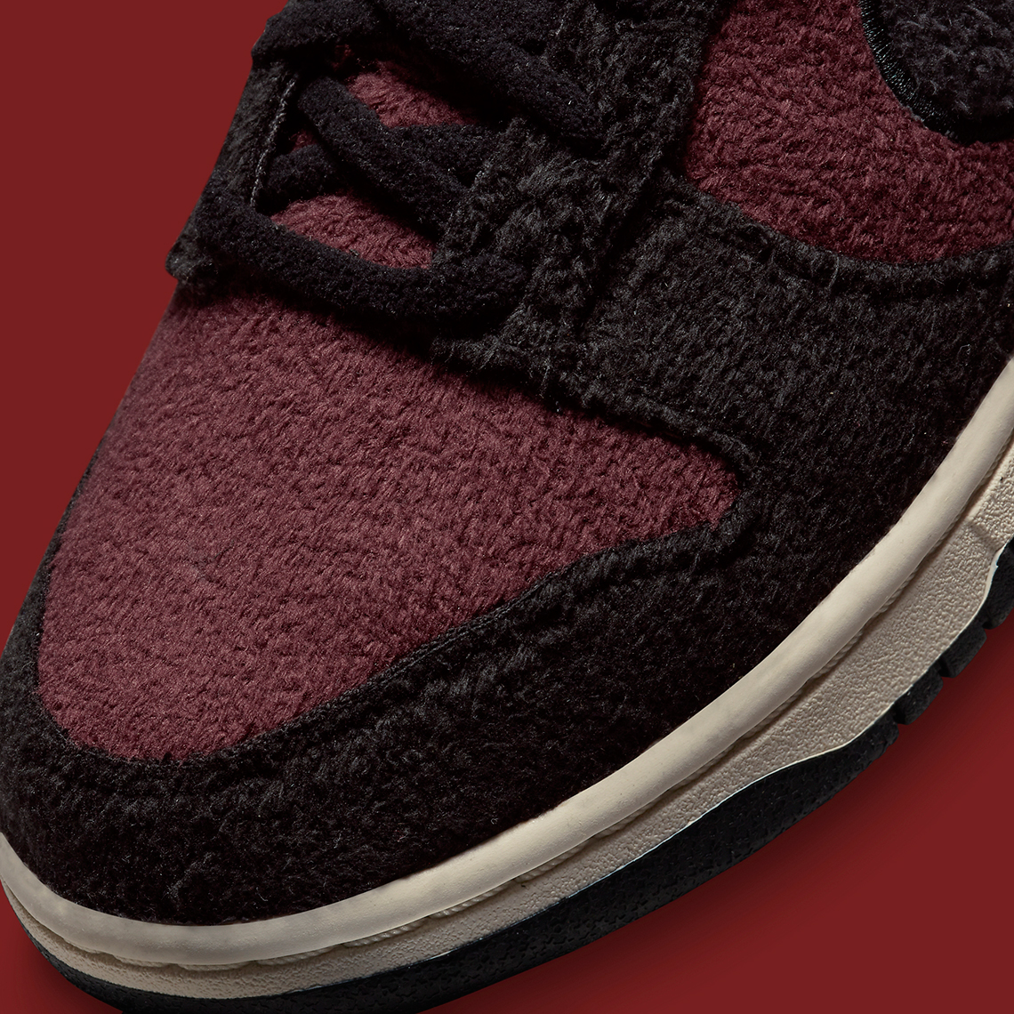 nike dunk low fleece black maroon DQ7579 600 8