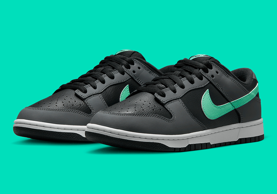 Green Glow Swooshes Highlight This Greyscale Nike Dunk Low