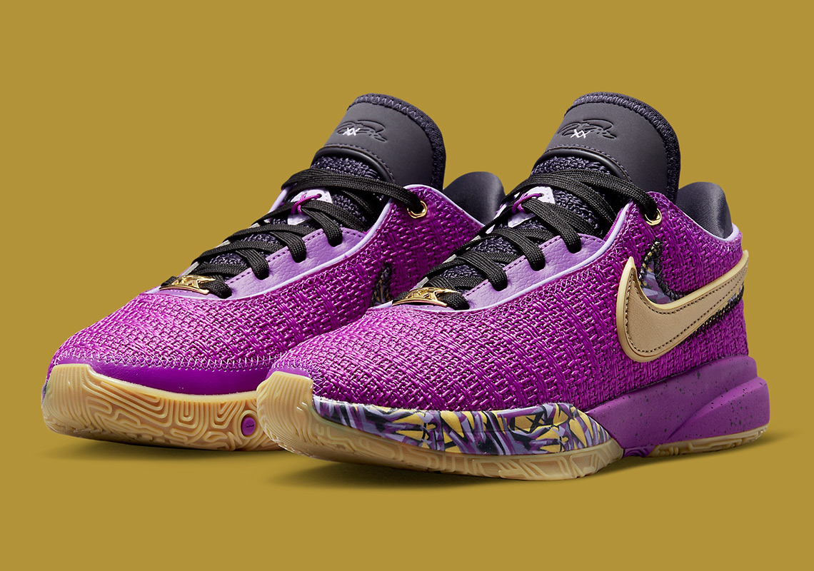 Purple and hot sale gold lebrons