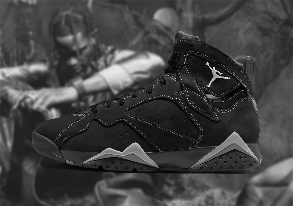 black and gray jordan 7