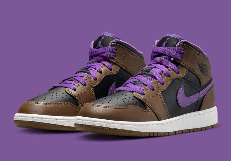 Air Jordan Brown Black & Purple High-Top Sneakers 19856322_50824533_600.jpg main image 2