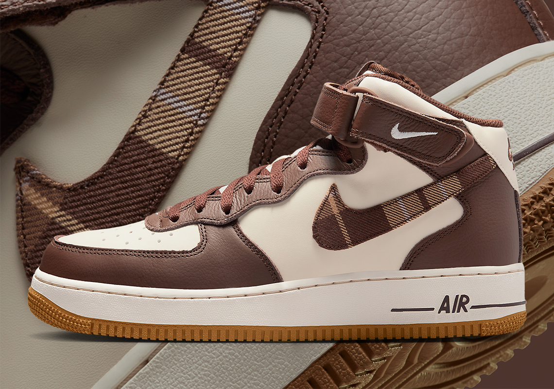 Nike Air Force 1 '07 Mid Sneakers in White and Brown