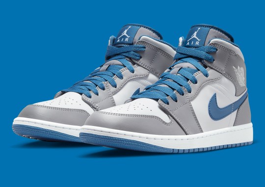 Official Images Of The Air Jordan 1 Mid “Grey/Blue”