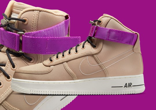 A Vibrant Purple Strap Emboldens The Latest Nike Air Force 1 High “Moving Co.”