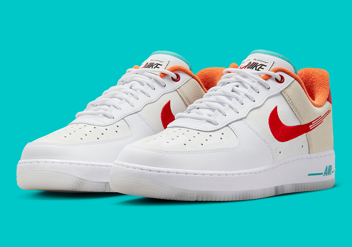 Nike Air Force 1 Low Just Do It White Red Teal 8