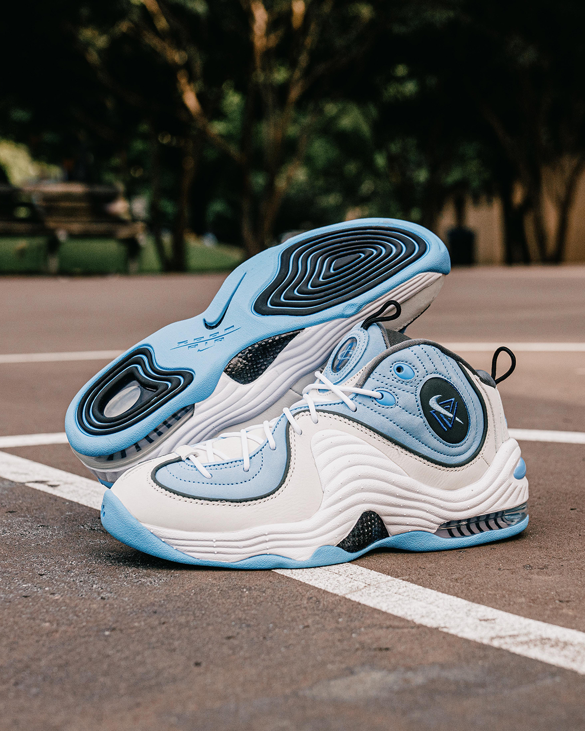 Penny hardaway shoes blue and sale white